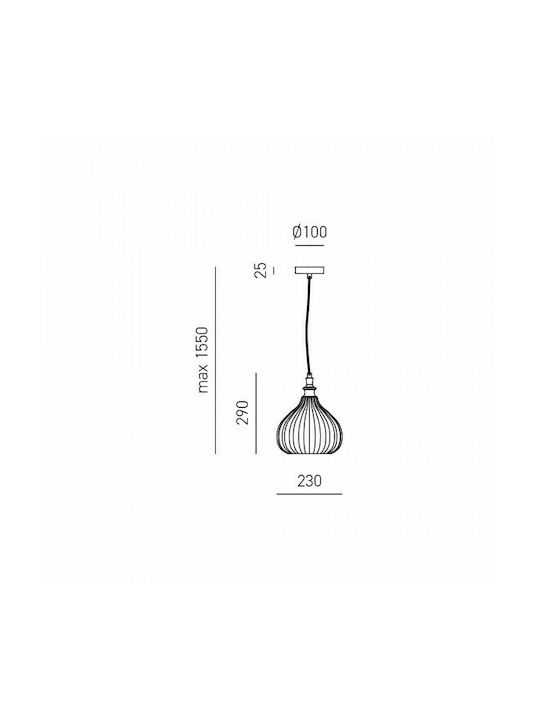 Gea Luce Cleofe S/11 Hängelampe Einfaches Licht für Fassung E27 Honig