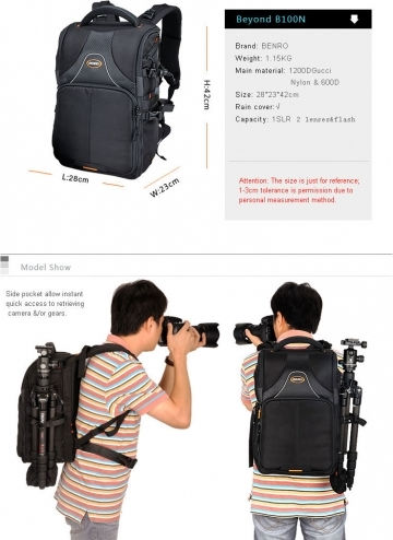 Benro Beyond B100 Schwarzer Kamerarucksack