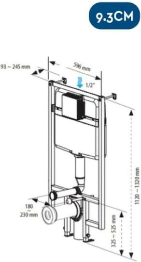 Siamp Verso New Slim Built-in Plastic Low Pressure Rectangular Toilet Flush Tank
