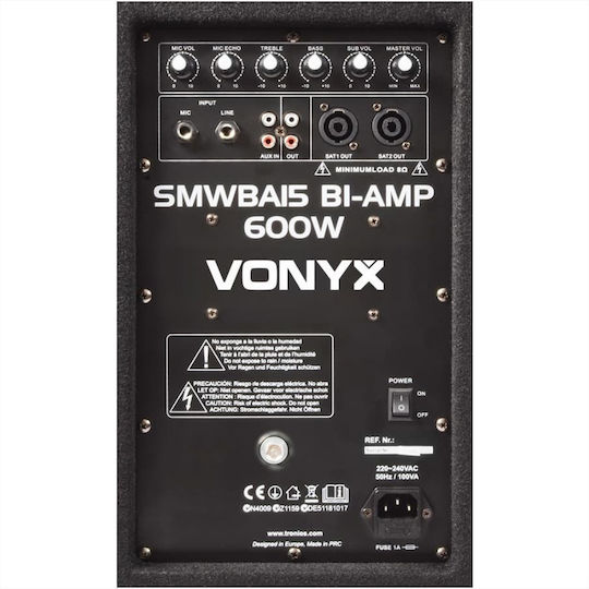 Vonyx SMWBA15 170.758 Autoîntăritor Subwoofer PA 300W 15" 45x42x52cm.
