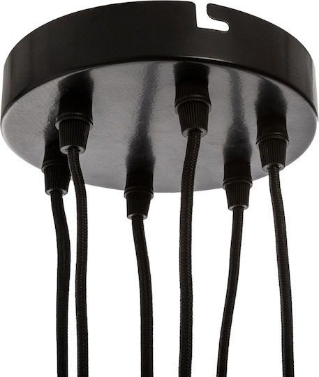A-S Udell Verstellbar Hängelampe Schwarz für 6 Lampen E27 15x5cm.