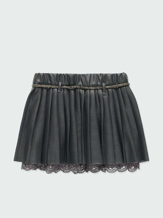 Kids' Leather Pleated Skirt Gray