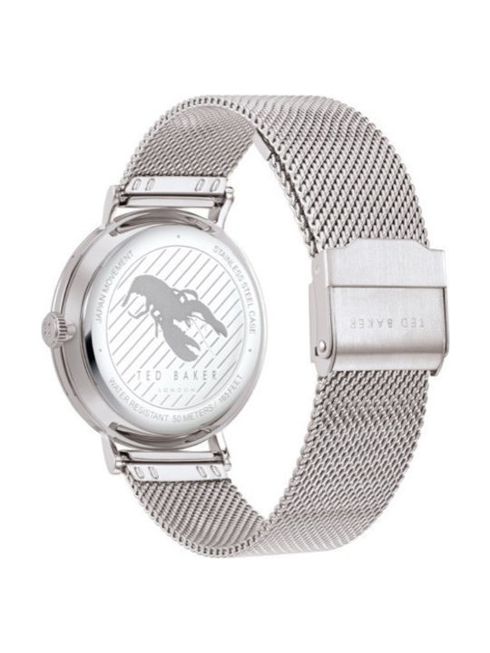 Ted Baker Mimosaa Ανδρικό Ρολόι 41mm Χρονογράφος Μπαταρίας με Ασημί Μεταλλικό Μπρασελέ