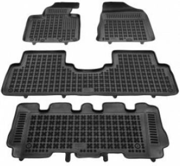 Rezaw Plast Set of Front and Rear Mats 4pcs Tray Type for Kia Sorento 2015+ Black