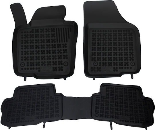 Rezaw Plast Set of Front and Rear Mats 3pcs Tray Type for Seat Alhambra Volkswagen Sharan 2010-2022 Black