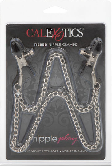 Calexotics Nipple Play Nipple Clamps Tiered Nipple Clamps in Silver Color