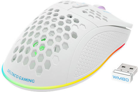 Deltaco GAM-120 Drahtlos RGB Gaming Gaming Maus 4800 DPI Weiß