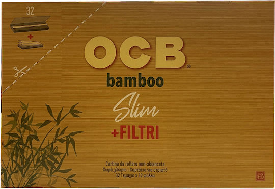 Ocb Bamboo Foițe de Țigări Rulate King Size Slim cu Hârtie de țigări 32 foi 1buc