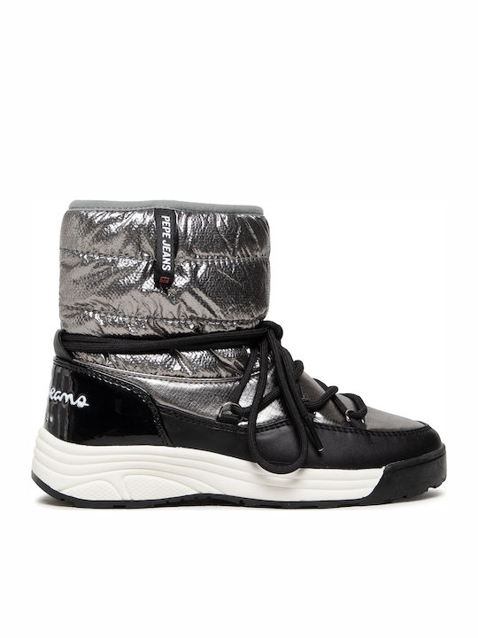 Jarvis Puff Kids Snow Boots with Laces Black
