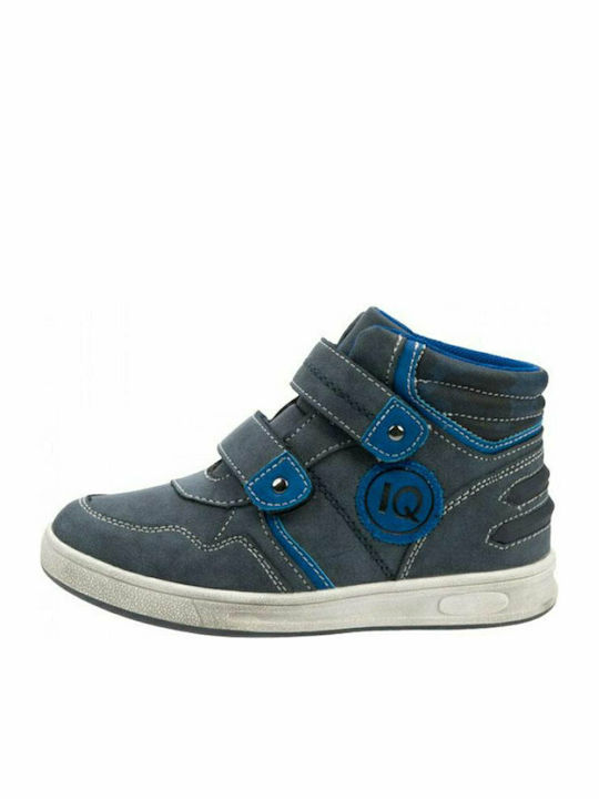 Zinon Leather Kids Boots with Velcro Blue