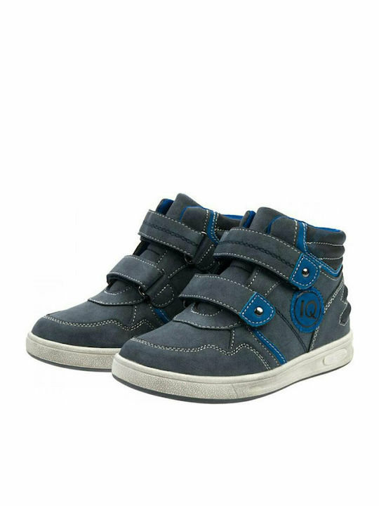 Zinon Leather Kids Boots with Velcro Blue