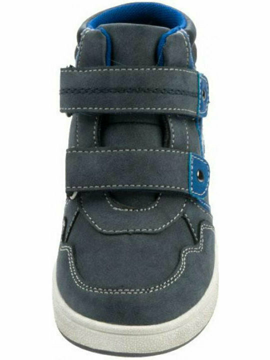 Zinon Leather Kids Boots with Velcro Blue