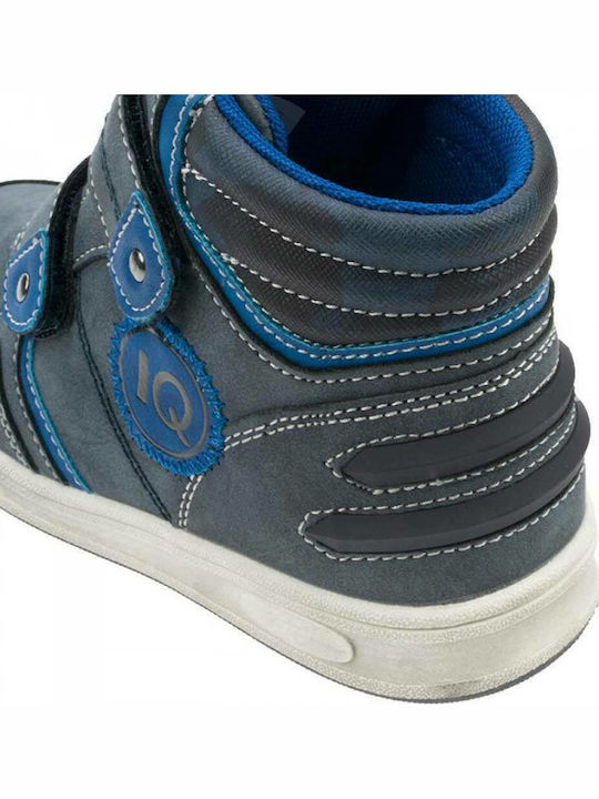 Zinon Leather Kids Boots with Velcro Blue