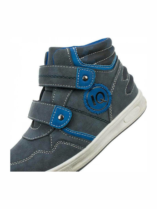 Zinon Leather Kids Boots with Velcro Blue