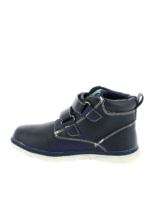 Vostok Anatomical Leather Kids Boots with Velcro Navy Blue