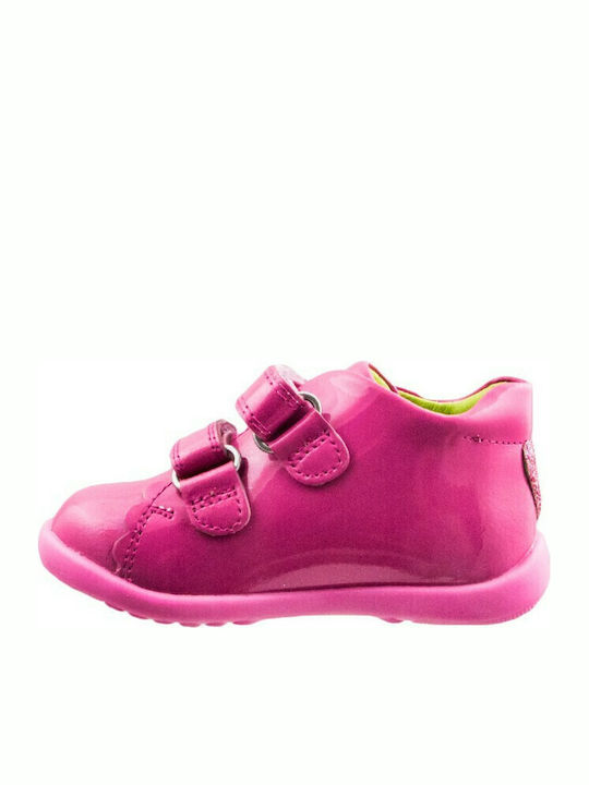 Anatomical Leather Kids Boots with Velcro Red