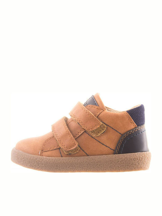 Austin Anatomical Leather Kids Boots with Velcro Tabac Brown