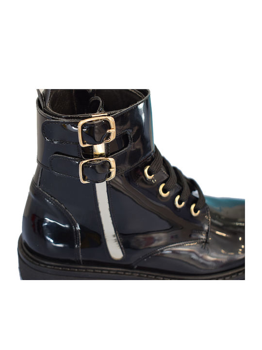 1821 Anatomical Leather Kids Boots with Zipper Black