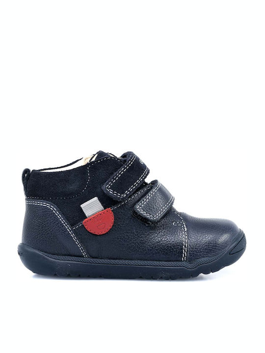 B Macchia Anatomisch Lederne Kinderstiefeletten mit Klettverschluss Blau