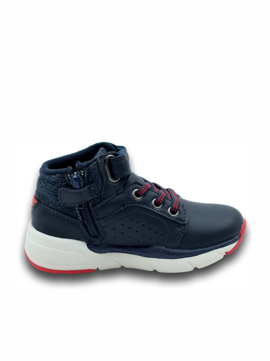Aspen Leather Kids Boots with Laces Navy Blue