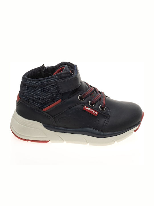 Aspen Leather Kids Boots with Laces Navy Blue