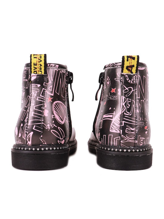 Lederne Kinderstiefel mit Reißverschluss Gray