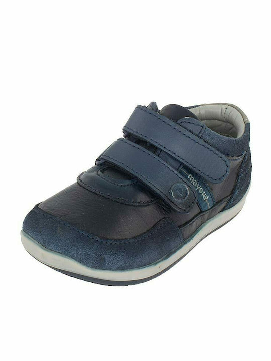My First Steps Anatomisch Lederne Kinderstiefeletten mit Klettverschluss Marineblau