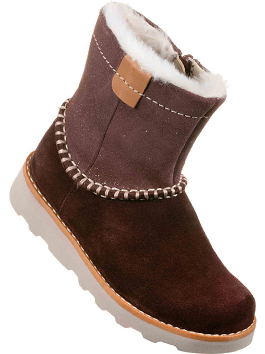 Crown Piper T Suede Παιδικά Μποτάκια με Φερμουάρ Μπορντό