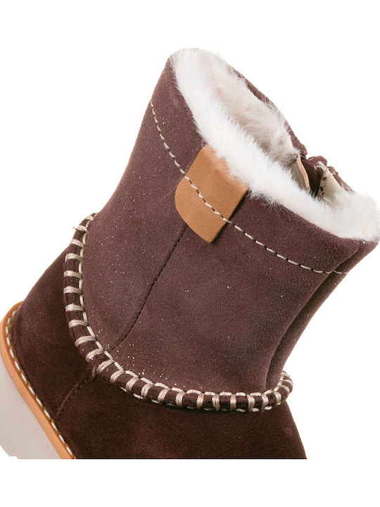 Crown Piper T Suede Παιδικά Μποτάκια με Φερμουάρ Μπορντό