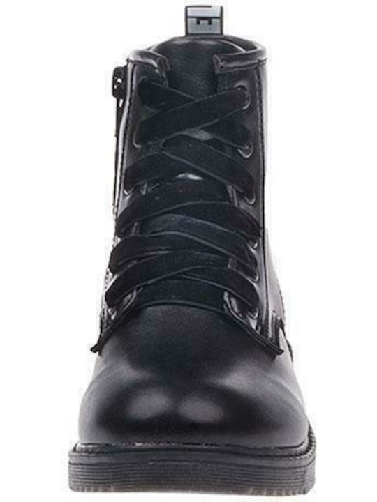 Alexis Leather Kids Boots with Zipper Black