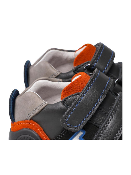 Anatomisch Lederne Kinderstiefeletten mit Klettverschluss Gray