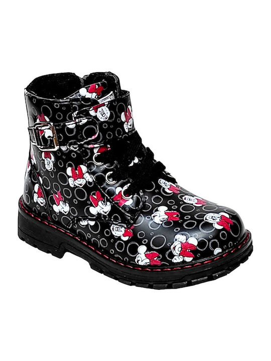 Leather Kids Boots with Zipper Black