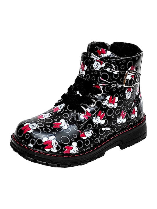 Leather Kids Boots with Zipper Black