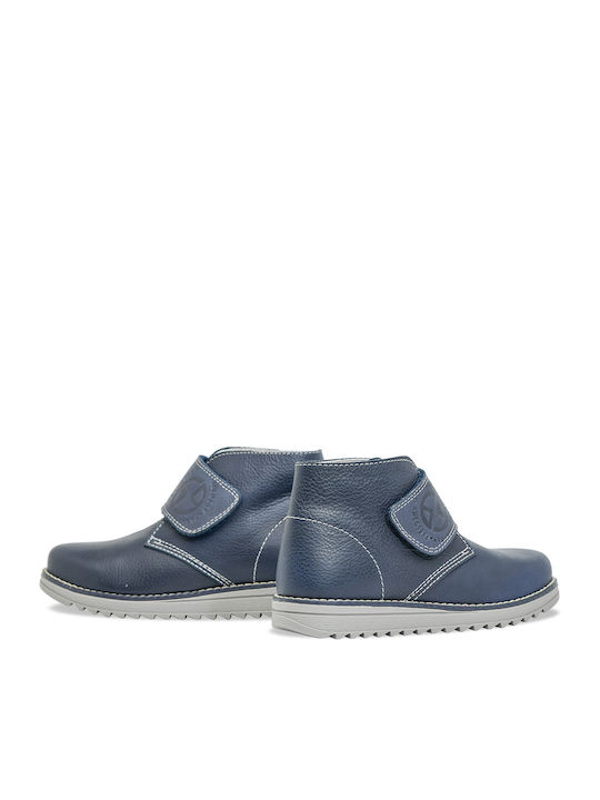Lederne Kinderstiefeletten mit Klettverschluss Marineblau