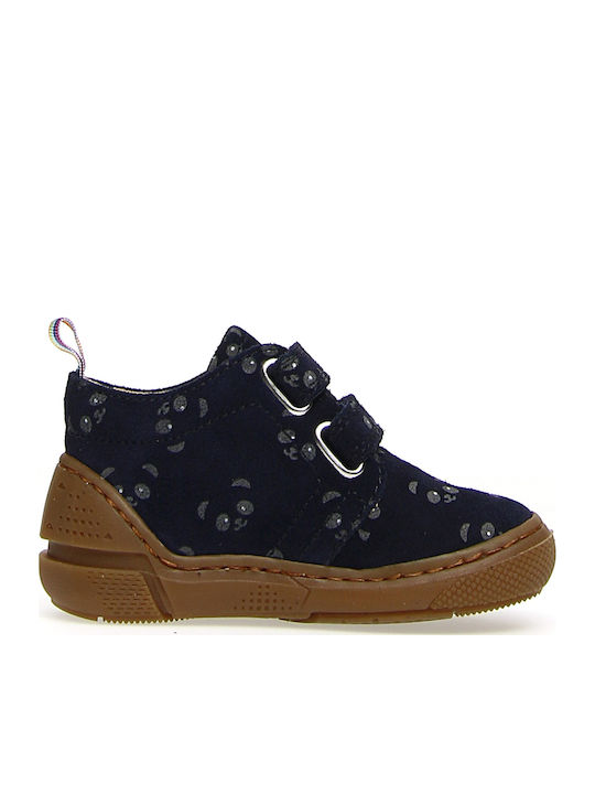 High Freedom Suede Kids Boots with Velcro Blue