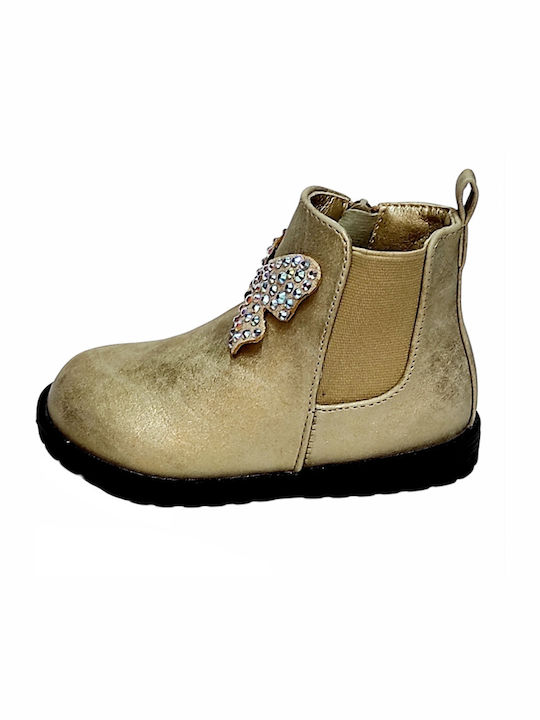 Anatomical Kids Boots with Zipper Gold