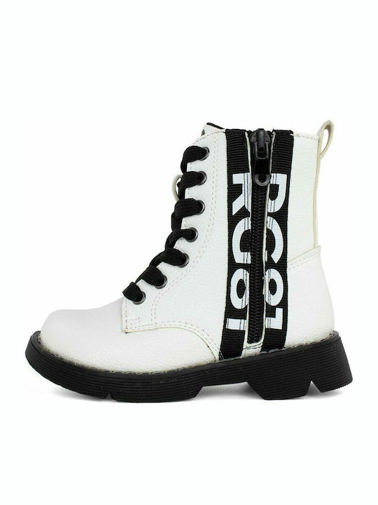 Anatomisch Lederne Kinderstiefel mit Reißverschluss Weiß