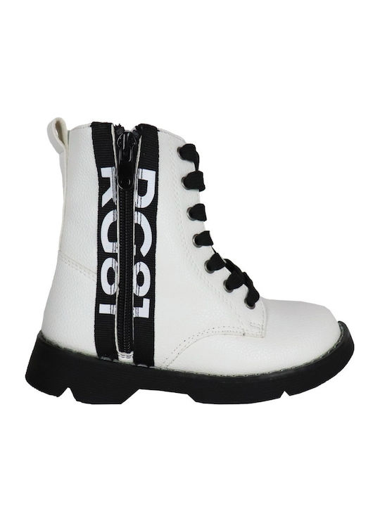 Anatomisch Lederne Kinderstiefel mit Reißverschluss Weiß