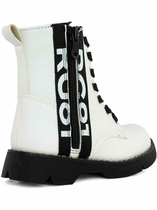 Anatomisch Lederne Kinderstiefel mit Reißverschluss Weiß