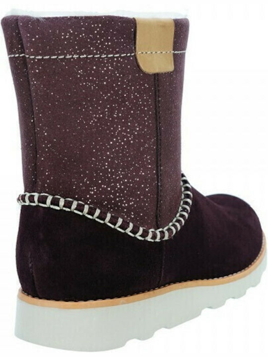 Crown Piper T Suede Παιδικά Μποτάκια με Φερμουάρ Μπορντό