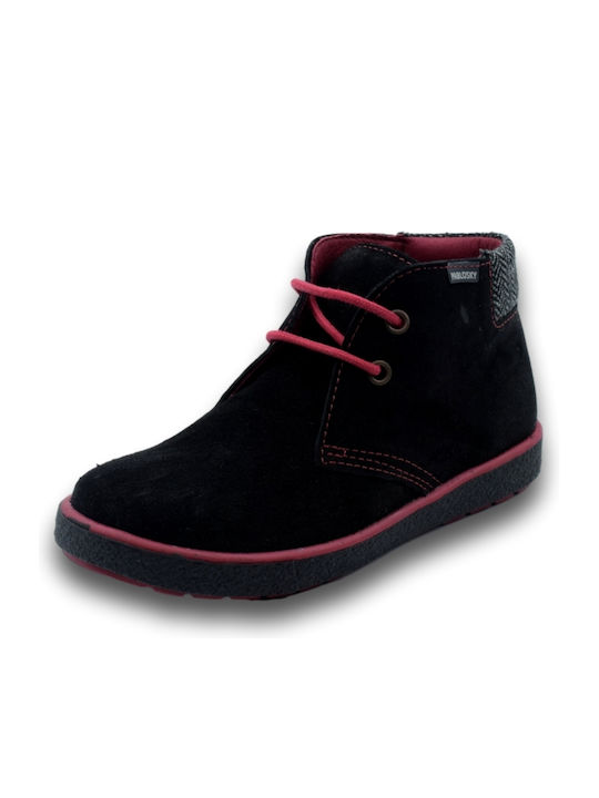 Suede Kinderstiefeletten mit Schnürsenkeln Schwarz