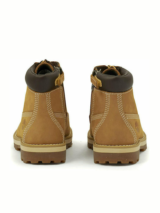 Courma Leather Kids Boots with Zipper Tabac Brown