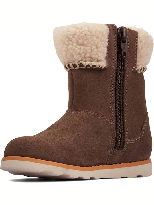 Crown Loop T Suede Παιδικά Μποτάκια με Φερμουάρ Καφέ