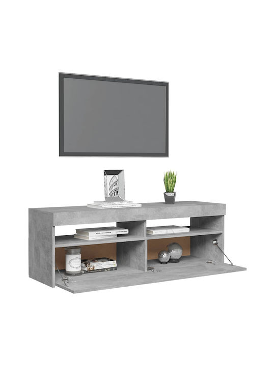 Stand TV Cu Iluminare LED Gri Beton L120xA35xÎ40cm