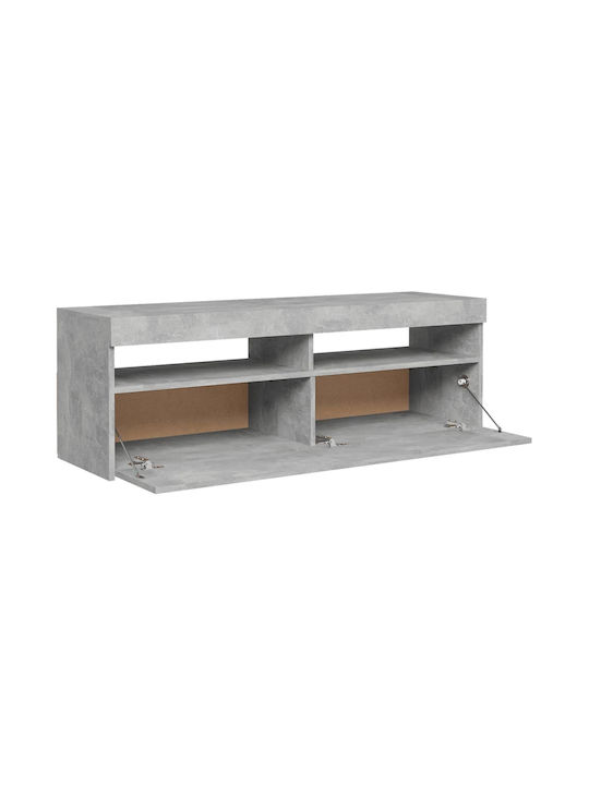 Stand TV Cu Iluminare LED Gri Beton L120xA35xÎ40cm