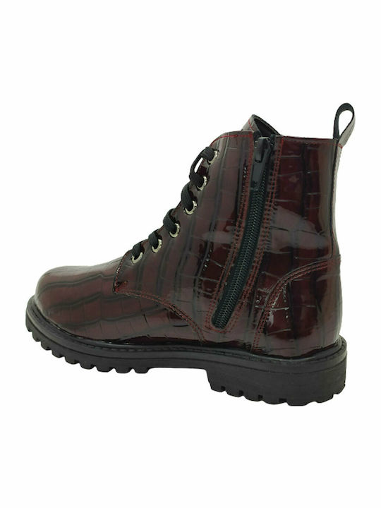 Anatomice Cizme Copii din Piele cu Fermuar Burgundy