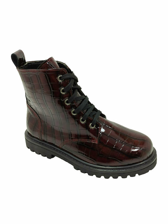 Anatomice Cizme Copii din Piele cu Fermuar Burgundy