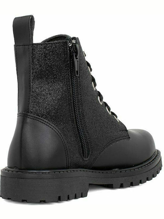 1840 Anatomical Leather Kids Boots with Zipper Black