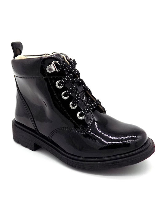 Astrol Lace Δερμάτινα Παιδικά Μποτάκια με Φερμουάρ Μαύρα