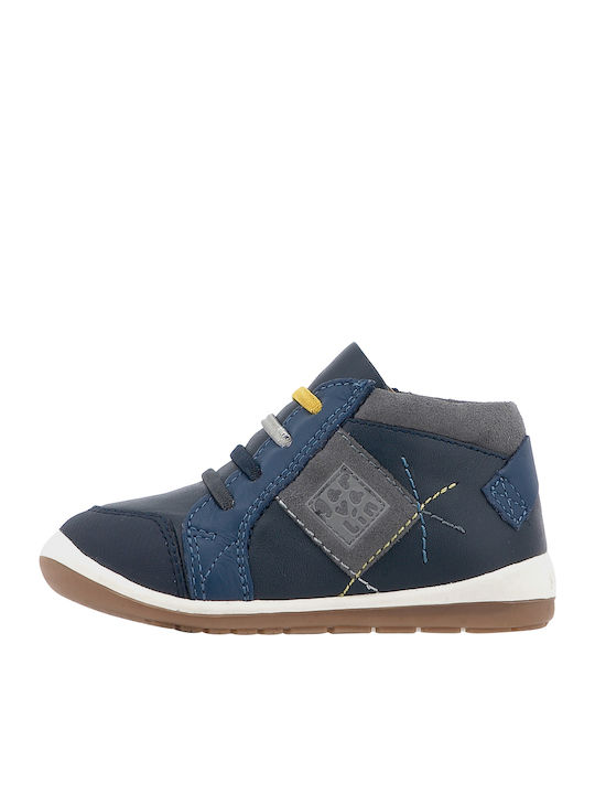 Leather Kids Boots with Laces Navy Blue